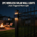 6-LED Outdoor Solar Wall Light, Equipped with 6 LED Bulbs (Warm Light), No Charging Needed, Easy Installation, Christmas Decorative Lighting, Outdoor Wall Floodlight, No Damage to Wall, Suitable for Outdoor Garden, Villa, Fence, Patio