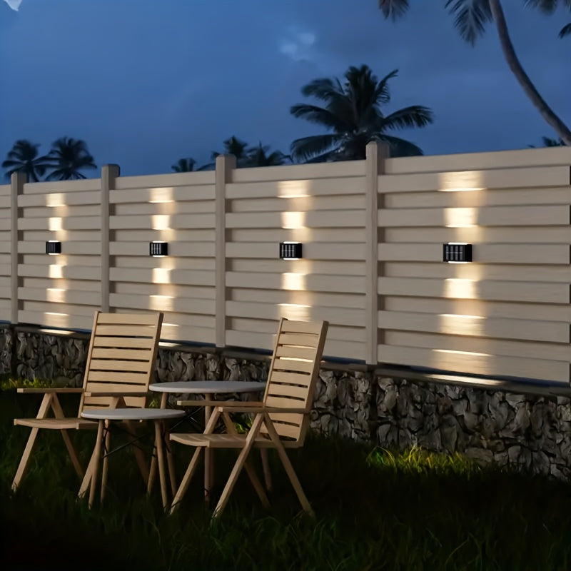 One-Piece Solar Wall Light, Wall Light Lighting Fixture, for Outdoor Wall Decoration and Ambient Lighting, Black Housing Up and Down Wall Light
