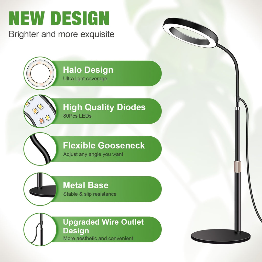Large USB Flexible Gooseneck Plant Light, Dimmable, Wide Base, Full Spectrum, Indoor Plant Grow Lamp, Retractable Floor Standing, 3/9/12H Adjustable Timer, Full Spectrum Indoor Flower Lighting, Housewarming Gift, All-Season Plant Light