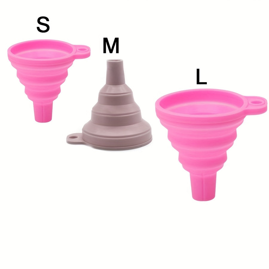 3-Piece Silicone Funnel Set for Cars – Suitable for Various Liquids Such as Car Wash Soap & Motor Oil. These Foldable & Portable Funnels Also Work in the Kitchen – A Convenient Tool for Liquid Dispensing.