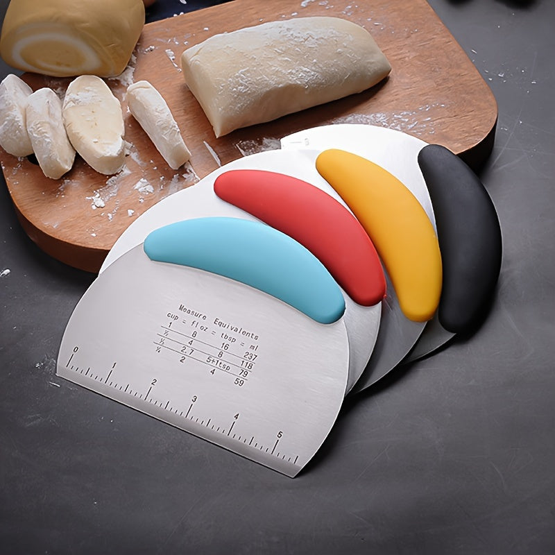1PC Dough Scraper, Stainless Steel Cutter, Food Scraper, Pastry Dividing Tool, Bread and Bakery Cutting Board, Baking Kitchen Gadget