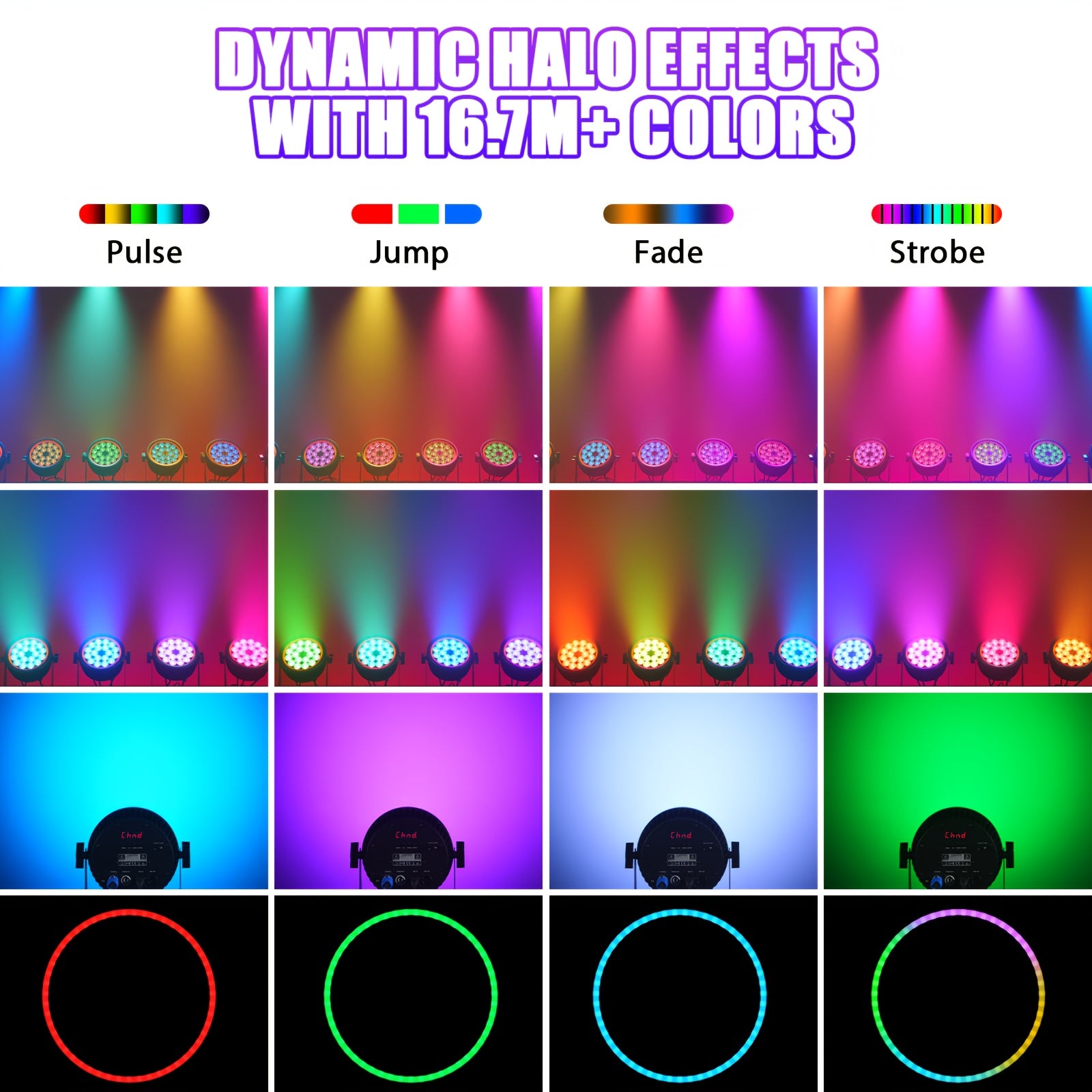 200W aluminum fanless silent stage light | 4-in-1 RGBW LED Par light with dynamic iris, DMX512/auto/sound activation Par cover, suitable for events, weddings, bars, parties, stages, Christmas LED lights