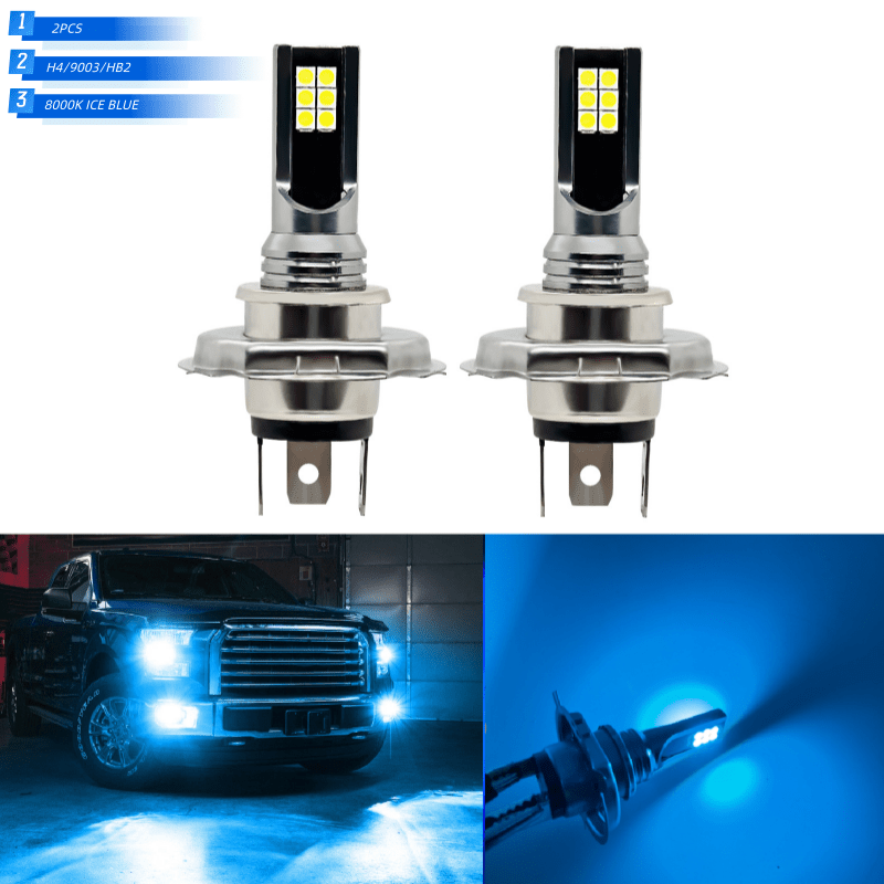 2PCS H4 9003 LED Headlight Bulbs Car and Truck Parts High/Low Dual Beam Kit 8000K Blue