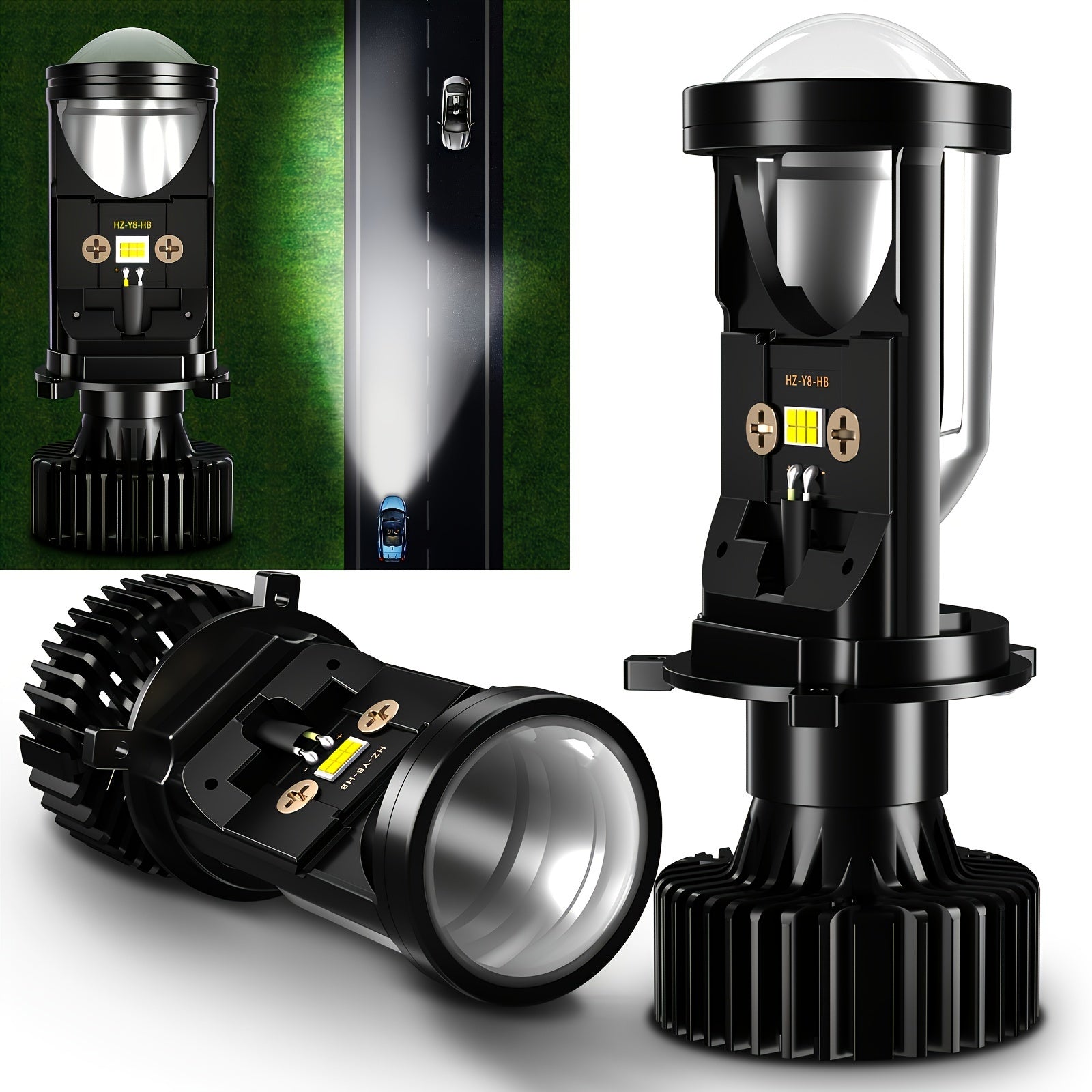 AILEO 2-Pack H4 LED Headlight Bulbs - 100W, 22000LM High/Low Beam, Turbo Fan Cooling, 6500K White Light for Car and Motorcycle