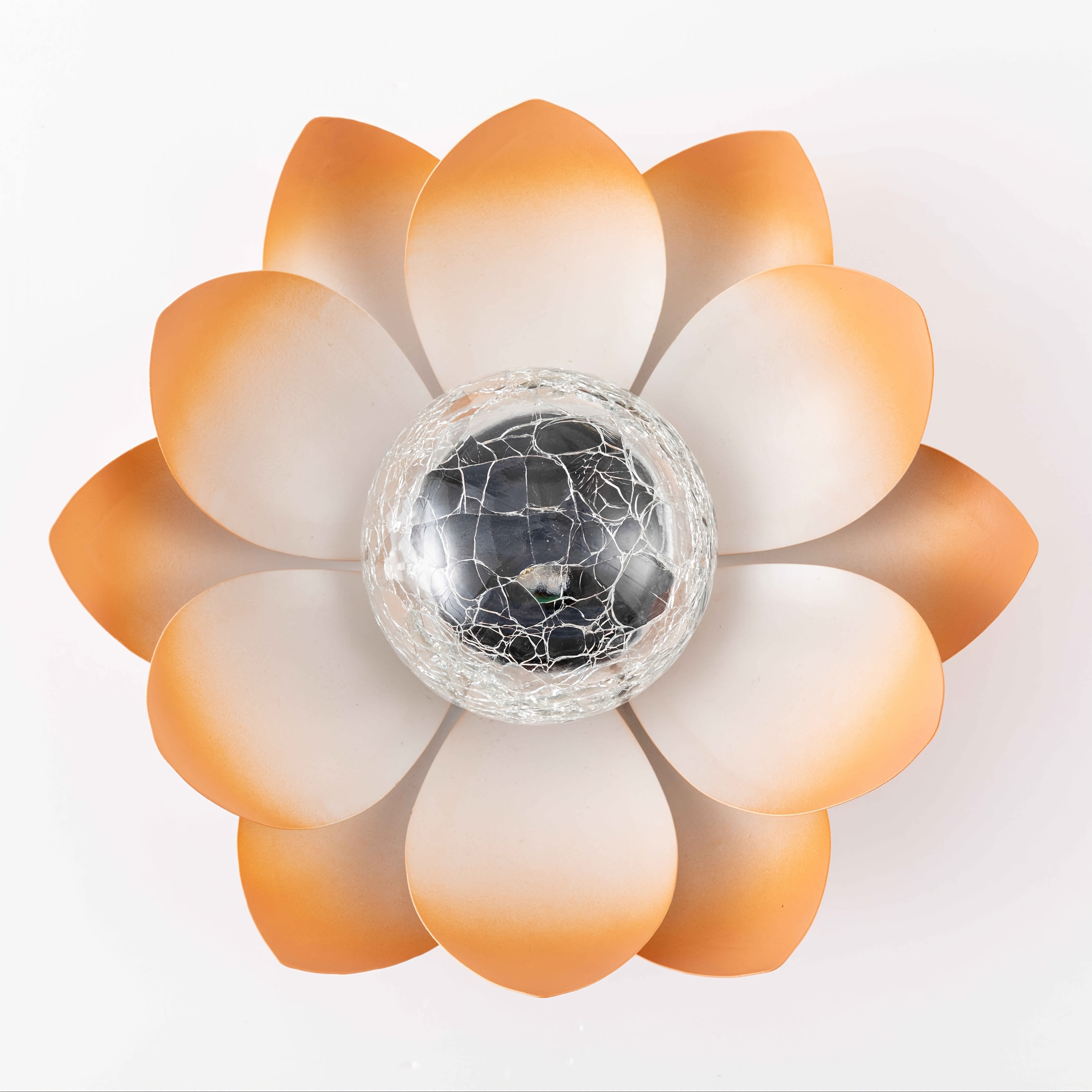 2 Pack Outdoor Solar Pink Lotus Light, Wrought Iron Garden Decoration, LED Light with Cracked Glass Ball, IPX4 Waterproof Rating, Perfect for Patio, Lawn, Terrace, Tabletop, Gift for Mom
