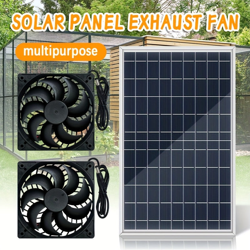1PC Solar Panel for Courtyard, Villa, Chicken Coop, Pet House & Window Exhaust, Solar Panel with 1PC/2PCS Fan Kit, Battery-Free Operation