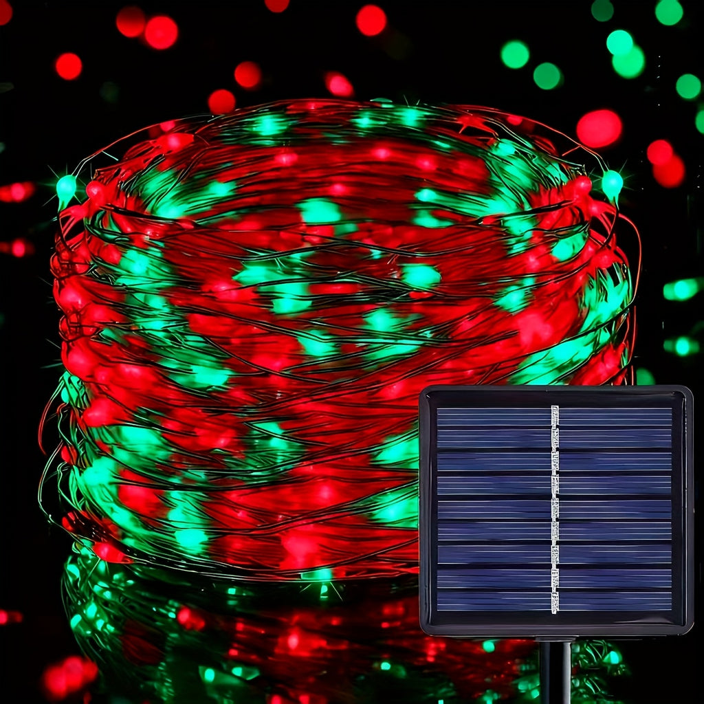锂电铜线太阳能仙女灯-50/100/200/300 LED, 户外太阳能灯，智能感应-光感，智能开关，户外装饰智能灯，有8个照明模式，适用于花园、庭院、门廊、外墙、树木装饰，复活节、万圣节、圣诞节