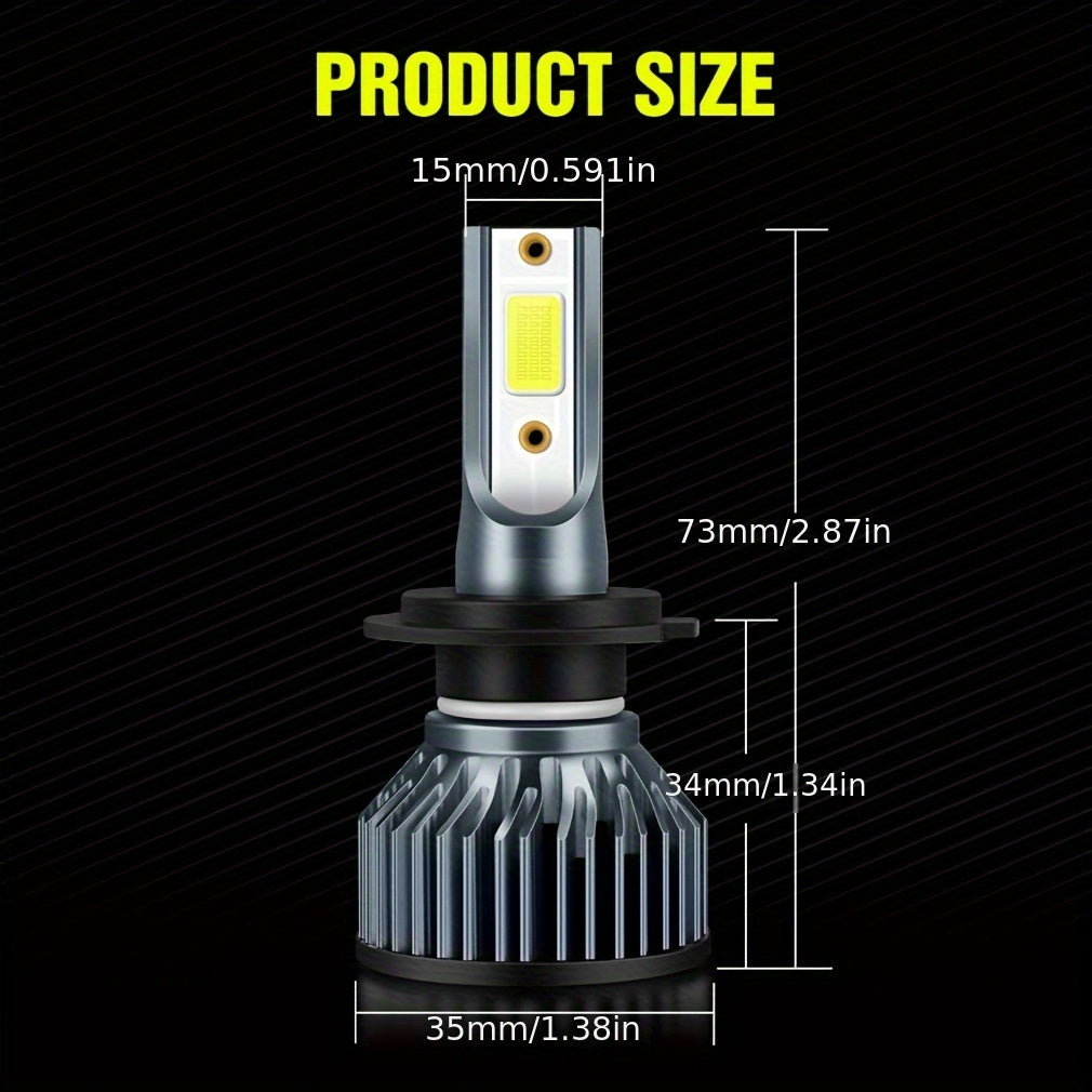 2-Pack H7 LED Car Light H1 H4 H7 H8/H9/H11 Super Bright Car LED Headlight High/Low Beam LED Front Light Fog Light 12V