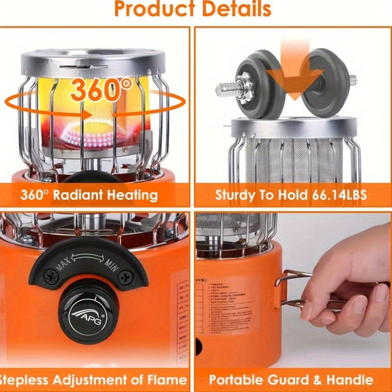 Portable Propane Heater Stove - 9,000 BTU Propane Heater - Multi-Functional Indoor/Outdoor Use, Durable Metal Construction, No Electricity Required, Foldable Legs, Ideal for Camping, Hiking, Picnic & Winter Heating