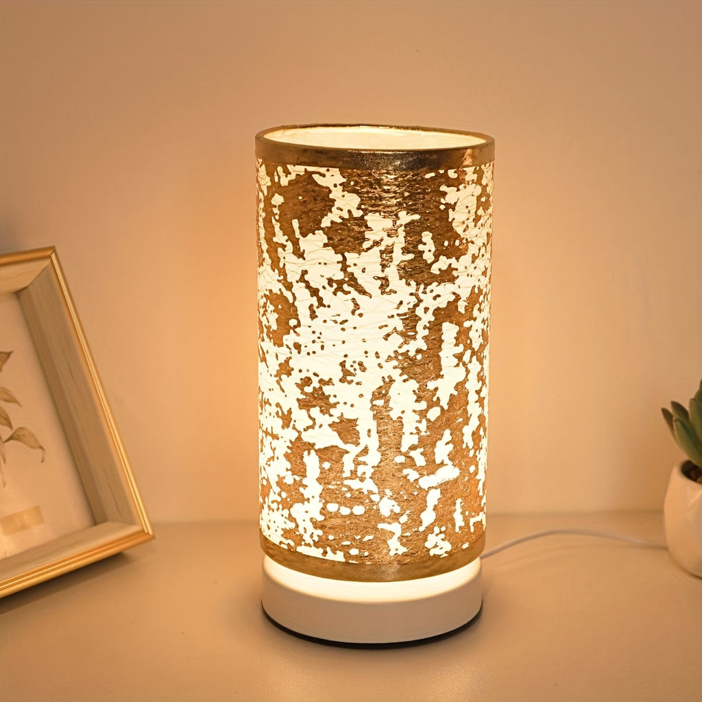 1 piece modern linen cylinder table lamp, with warm ambient lighting, USB powered and switch control - perfect for bedroom, office, nightstand, bookshelf decoration - cozy holiday gift, battery not included, bedroom light