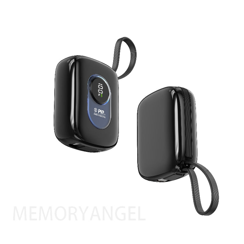 22.5W 快速充電行動電源 | 內建雙 USB-C 線 & 線繩的便攜式充電器，具備即時電量顯示，多孔快速充電，高效率