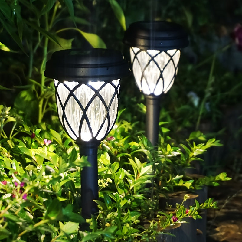 6/10 Pack Solar LED Garden Ground Insert Light - IP44 Waterproof, Creative Cross Grid Design, Durable Polypropylene Material, Easy to Install, Suitable for Garden, Courtyard, Patio, Outdoor and Landscape Lighting