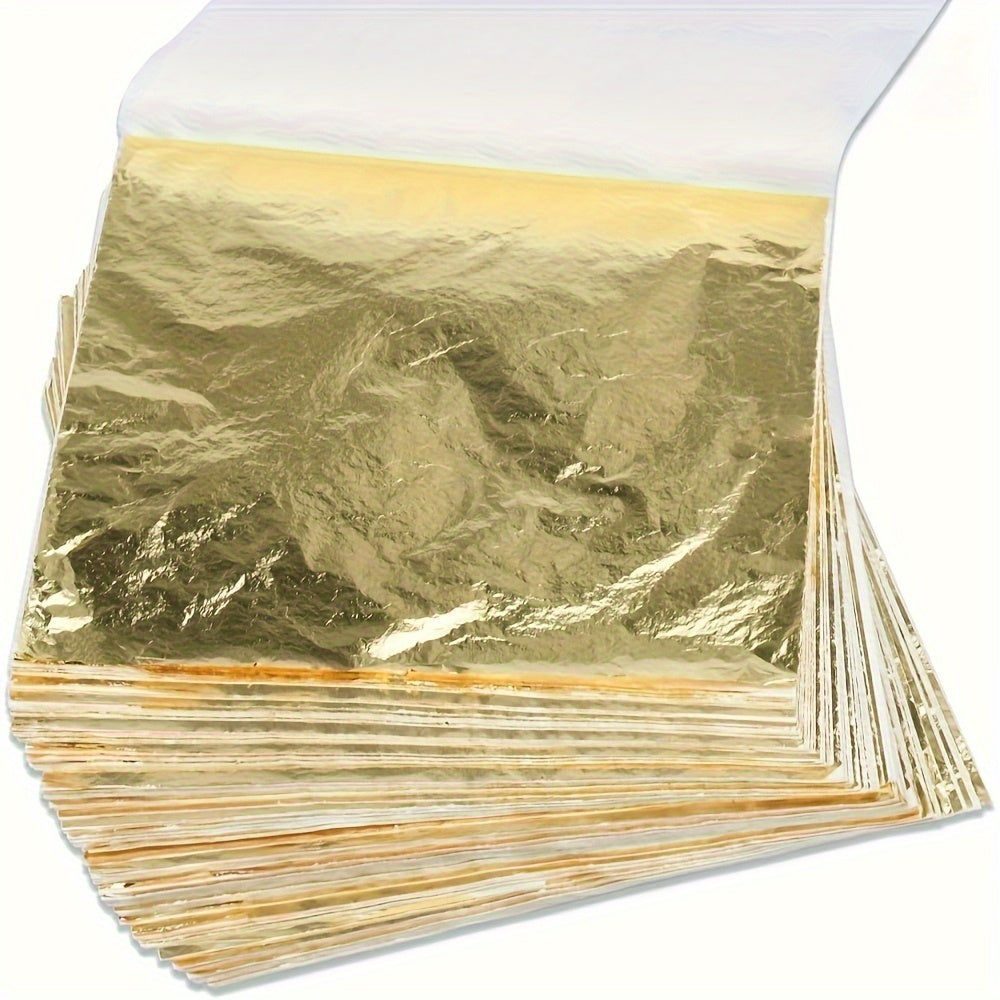 [金箔叶纸] 20/50张金箔叶纸 - 3.15英寸x3.35英寸 逼真金属金箔叶片，适用于DIY手工艺品、相框装饰、家居墙面装饰 - 天然纹理抗撕裂材质，高品质剪贴簿与贺卡制作艺术用品，创意爱好者点缀装饰，剪贴簿材料，装饰性手工制作，优雅手工，抗撕裂纸张，手工制作项目，艺术手工，耐用手工