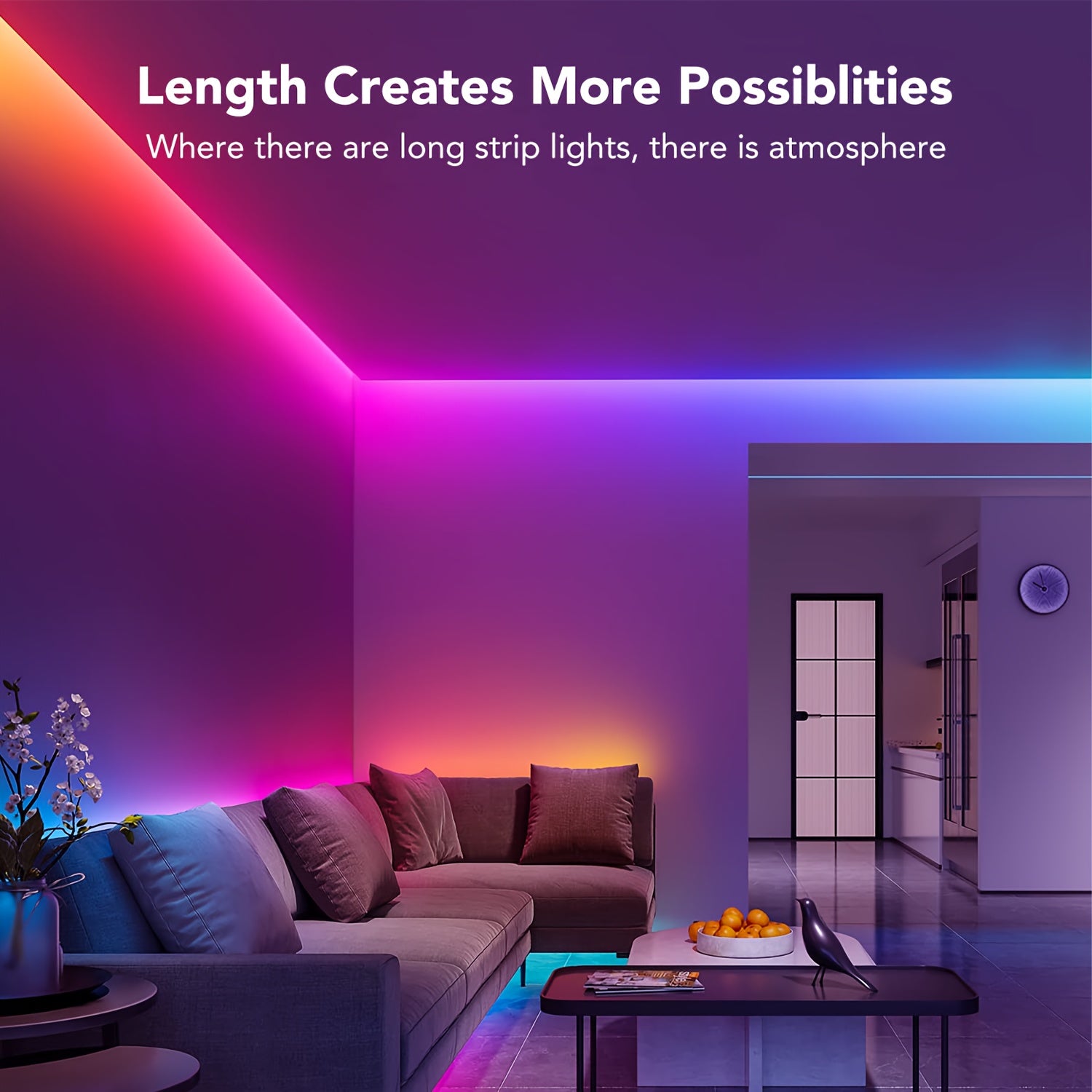 NBBUFF 卧室 LED 灯条，39.37英寸-1181.1英寸，RGB 灯带，带 44 键遥控器，颜色可调，USB 供电，适用于床头客厅，节日礼物，游戏派对装饰灯，电视背景灯，万圣节，婚礼酒吧装饰