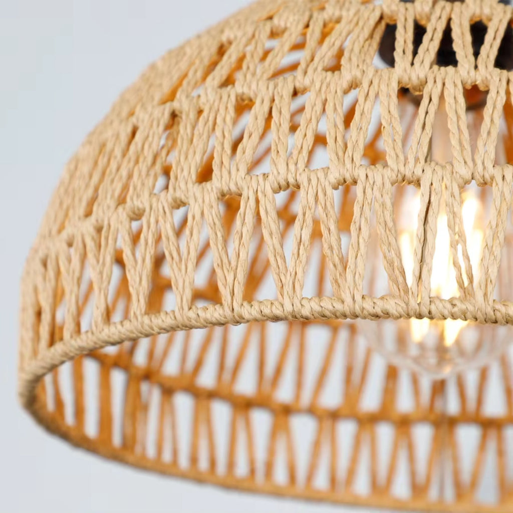 Handmade Nordic Style Rattan Pendant Light, Height Adjustable, Suitable for Rustic Farmhouse Environment, Includes Woven Pendant Light and Hanging Light, Suitable for Dining Room, Bedroom, Hallway and Entryway, E26 Socket