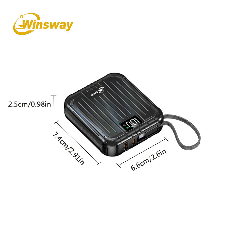 文思威2.9英寸迷你便攜充電寶-10000mAh，22.5W快充，配備2合1掛繩線，Type-C雙向快充，LED高畫質顯示屏，便攜登機，相容多種手機型號