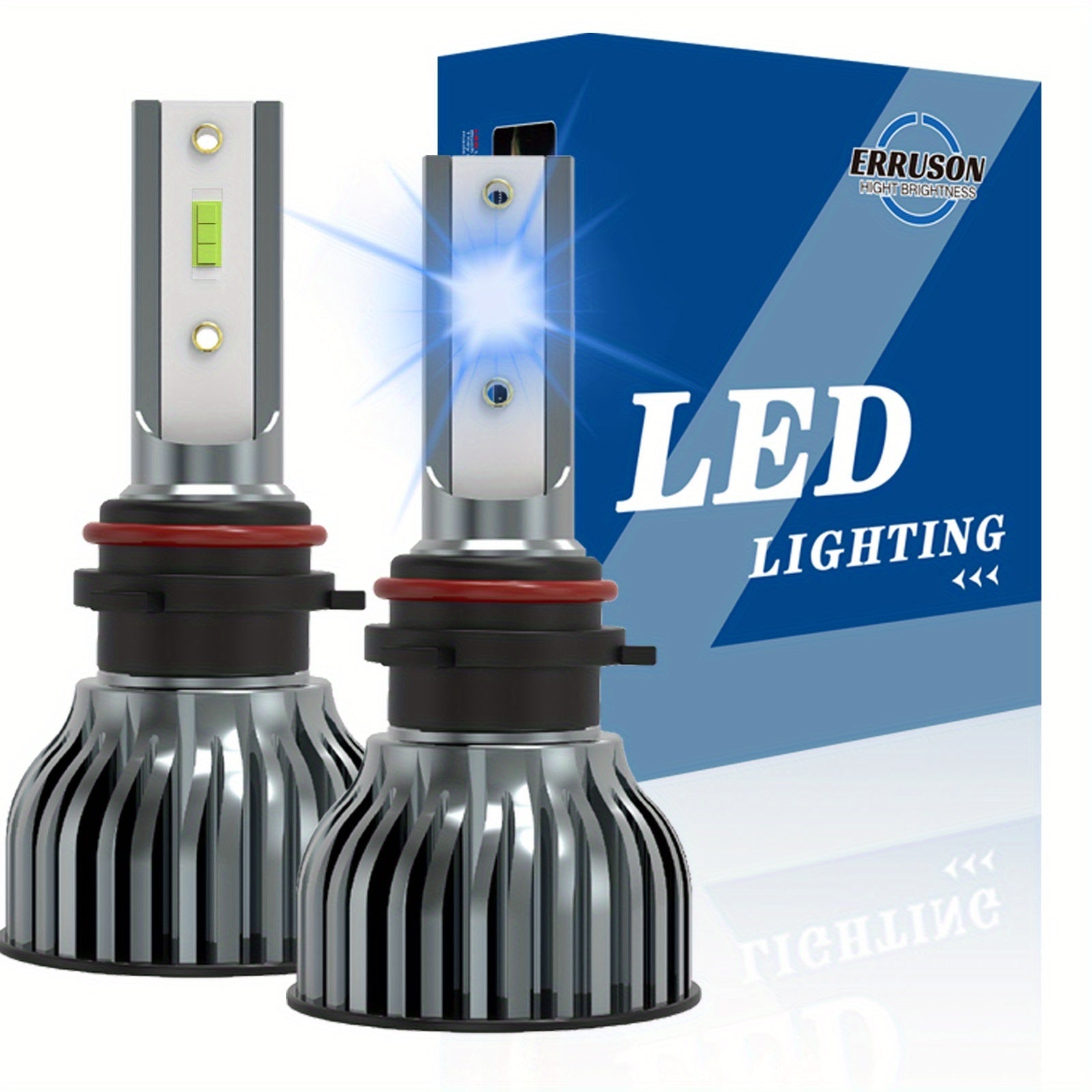 Erruson 2-Pack Dazzling Car Bulbs 9005/HB3 9006/HB4 H11 H4 H7 H1 High/Low Beam Dual-Use Turbo Light, 30000 Lumens 300W 3000K/4300K/6000K/8000K/25000K Car Light, 700% Brightness