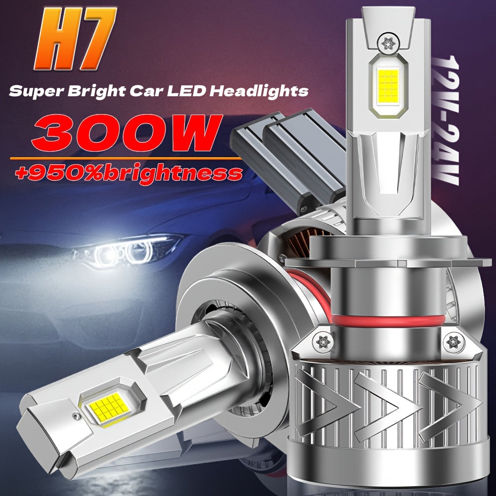 2pcs LED Car Headlight Bulbs, H16/H11/H9/H8 9005/HB3, 9570 CSP Chip, Plug-and-Play, 12-24V, Canbus, High/Low Beam LED Light, H1 H4/HB2 H7/H18 9006/HB4 9012-O134, No Battery Included, 60000LM, 300W