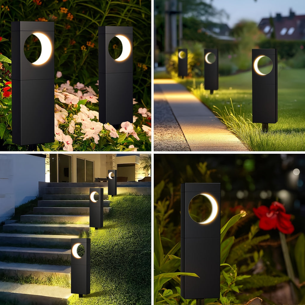 Solar Outdoor Light 6/4-Pack, High-Brightness Pathway Outdoor Light, Moon-Shaped Landscape Effect, Automatic On/Off, Suitable for Outdoor Courtyard Garden Path, IPX5 Solar Pathway Light Outdoor (Warm White Light)