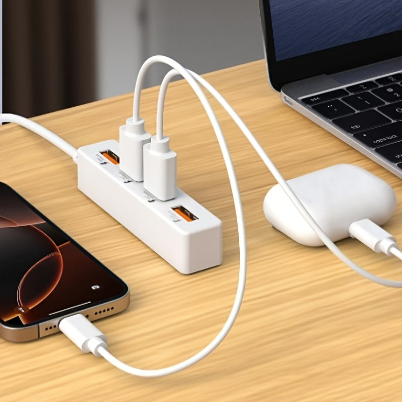 Mini multi-function USB four-port converter 11.81inch, 47.24inch 4 USB charging row plug, desktop charging station, no queuing for equipment power, multi-USB charging port, simple, beautiful and more practical