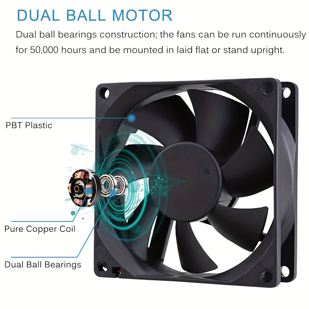40mm Moisture-Proof 2-Pack 12V DC 4010 High Airflow Radiator 2-Wire 2-Pin Brushless DC Cooling Fan