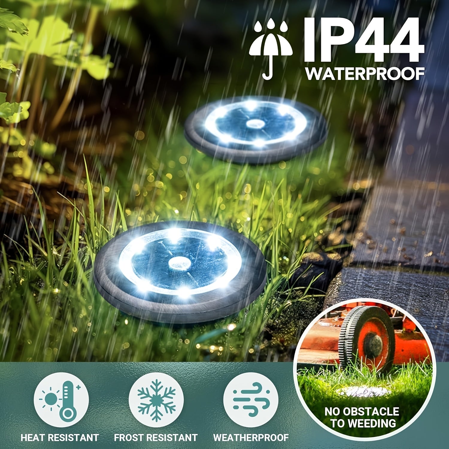 Solar Ground Spotlight Geometric Light, Stainless Steel Warm White Outdoor Landscape Light, 8LED Rotating Disc Light, Garden Viewing Light, Floor Lamp, Corridor Courtyard Patio Lawn Decorative Lighting, Solar Garden Light