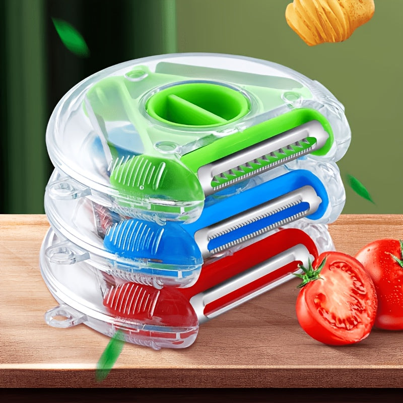 3-in-1 Multifunctional Kitchen Peeler, Potato Slicer, Vegetable Cutter & Grater, Essential for Camping and RV