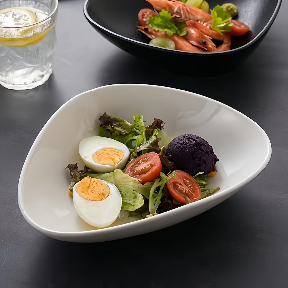 1 Piece Japanese Fruit Salad Bowl, Creative Triangular Salad Bowl Plate, High-End Frosted Black Dinner Plate, Novel Dessert Bowl 16.9oz – Unique Salad Dish