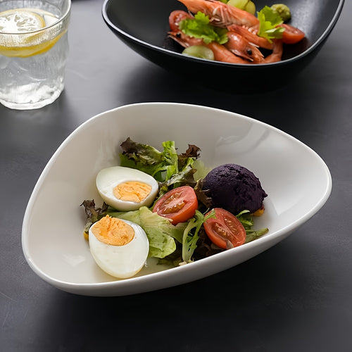 1 Piece Japanese Fruit Salad Bowl, Creative Triangular Salad Bowl Plate, High-End Frosted Black Dinner Plate, Novel Dessert Bowl 16.9oz – Unique Salad Dish