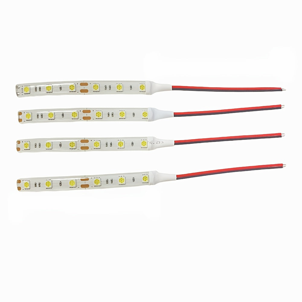 4条装 DC12V LED 灯条5050 SMD-10 厘米/3.94 英寸（6 个 LED灯珠）+30 厘米/11.81 英寸（18 个 LED灯珠）柔性可剪裁带背胶，适用于照明、家居装饰（白色/红色/蓝色）