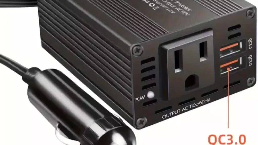 1个150W汽车电源逆变器，12V-36V转110V-130V直流至交流，带3.1A双USB端口，适用于iPhone iPad手机快速充电，车载插头适配器，旅行和车辆用途，高功率输出，黑色时尚设计 |