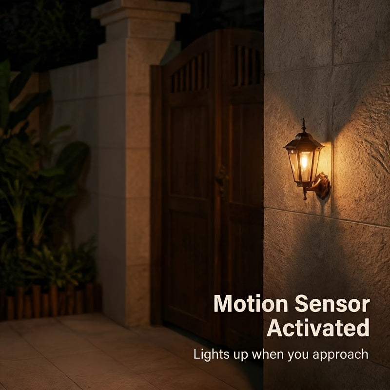 Solar Wall Light with Wall Mount Dusk to Dawn Sensor, Automatic On/Off, Outdoor Awning Garage Porch, Solar Light | Vintage Style | Suitable for Garden, Courtyard, Path, Walkway Decoration, Unique Gardening Gift for Easter, Valentine's Day