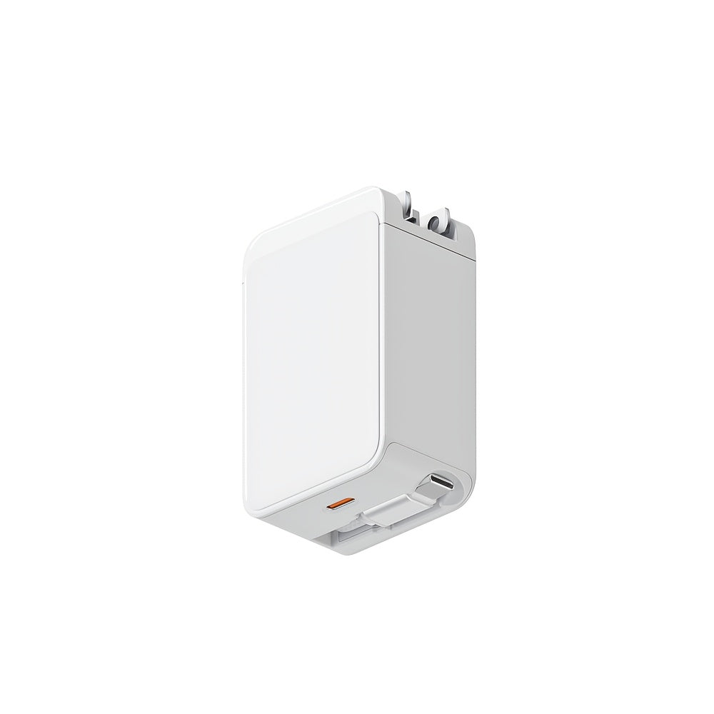 65W Retractable USB C Charger, Retractable Charger with Type C Cable, PD PPS Fast Charging Block with Foldable Plug for iPhone 16 15 14 13 12 11, Galaxy, LG, Pixel, Pad, Tablet