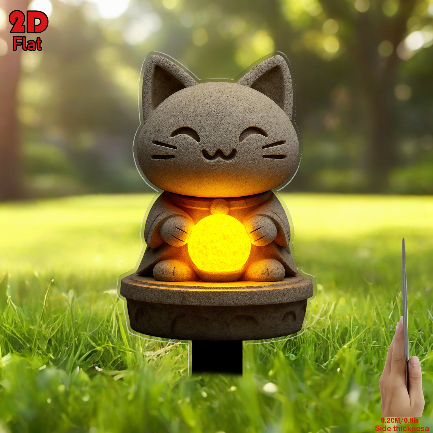 2D Flat Design, Cute Kitten-Shaped Lawn Light & Flower Pot – Durable Plastic Ground Insert Outdoor/Indoor Planter, Adorable Cat-Shaped Garden Decoration, Perfect for Courtyard, Cemetery, Lawn & Party Decor – Unique Outdoor Art Gift