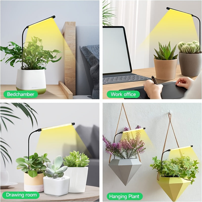 USB Powered 6000K Full Spectrum Indoor Plant Grow Light - For Seeds, Succulents & Small Pots, Auto Timer & Dimmable Indoor Plant Growing Lamp