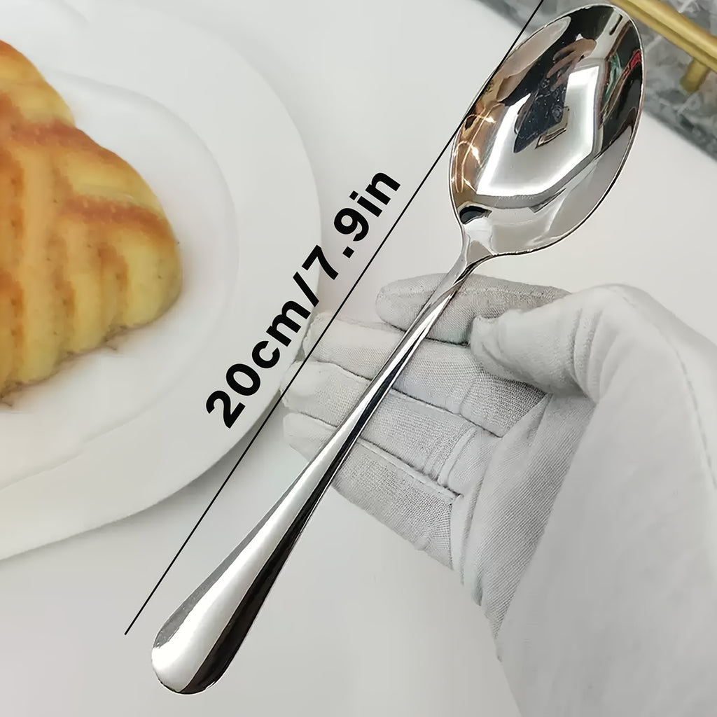 5-Piece Set Silver Stainless Steel Dinner Spoons, 7.9-Inch Soup Spoon, Large Spoon, Mirror Polished, Dishwasher Safe – Perfect for Home, Restaurant, Christmas, Halloween, Parties
