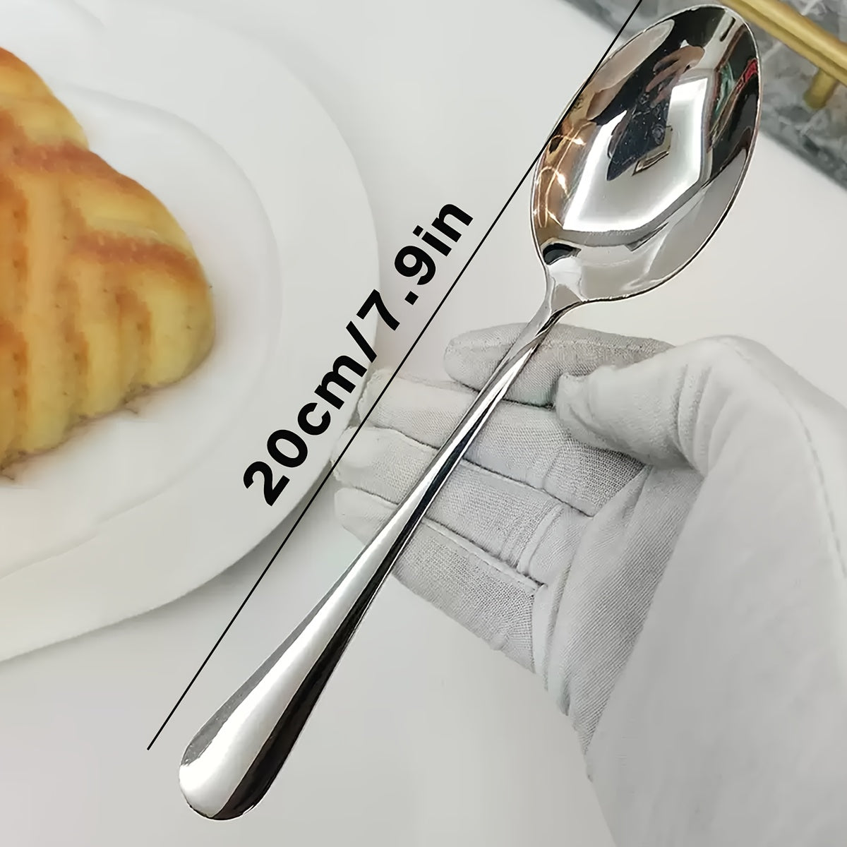 5-Piece Set Silver Stainless Steel Dinner Spoons, 7.9-Inch Soup Spoon, Large Spoon, Mirror Polished, Dishwasher Safe – Perfect for Home, Restaurant, Christmas, Halloween, Parties