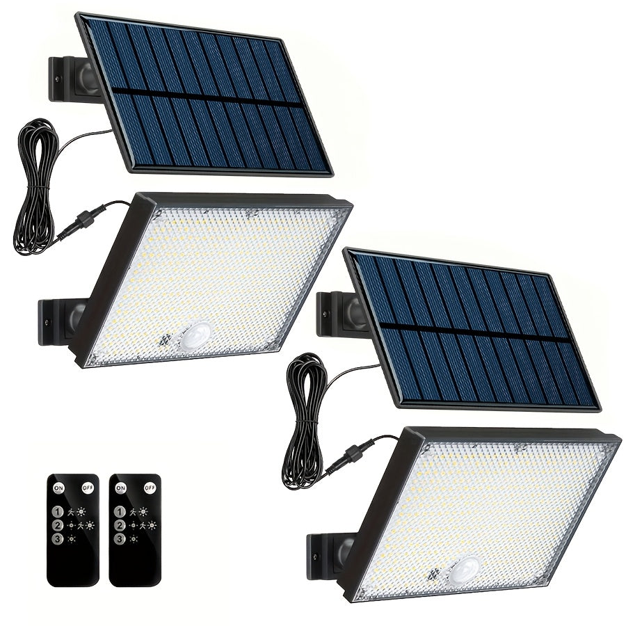1P/2Pcs 400LED Outdoor Solar Wall Light with Motion Sensor Lighting, LED Cool White Solar Flood Light, High Brightness Solar Street Light, Larger Solar Panel, Easy Installation, Super Bright, Automatic ON/OFF, for Porch, Yard, Garage, Fence