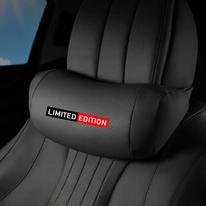 Limited Edition Sports Style Car Seat Headrest Nappa Leather Material, Neck Support Breathable Soft. Seat Cushion Comfortable and Relaxing, Fits Most Vehicle Models, Pressure Relief, Neck Support, Ergonomic Contour Shape