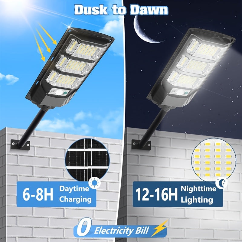 High Brightness 144 LED Solar Light, Outdoor Motion Sensor Solar Wall Light, 270° Lighting with 3 Modes, Suitable for Garden, Fence, Courtyard, Patio and Other Outdoor Environments