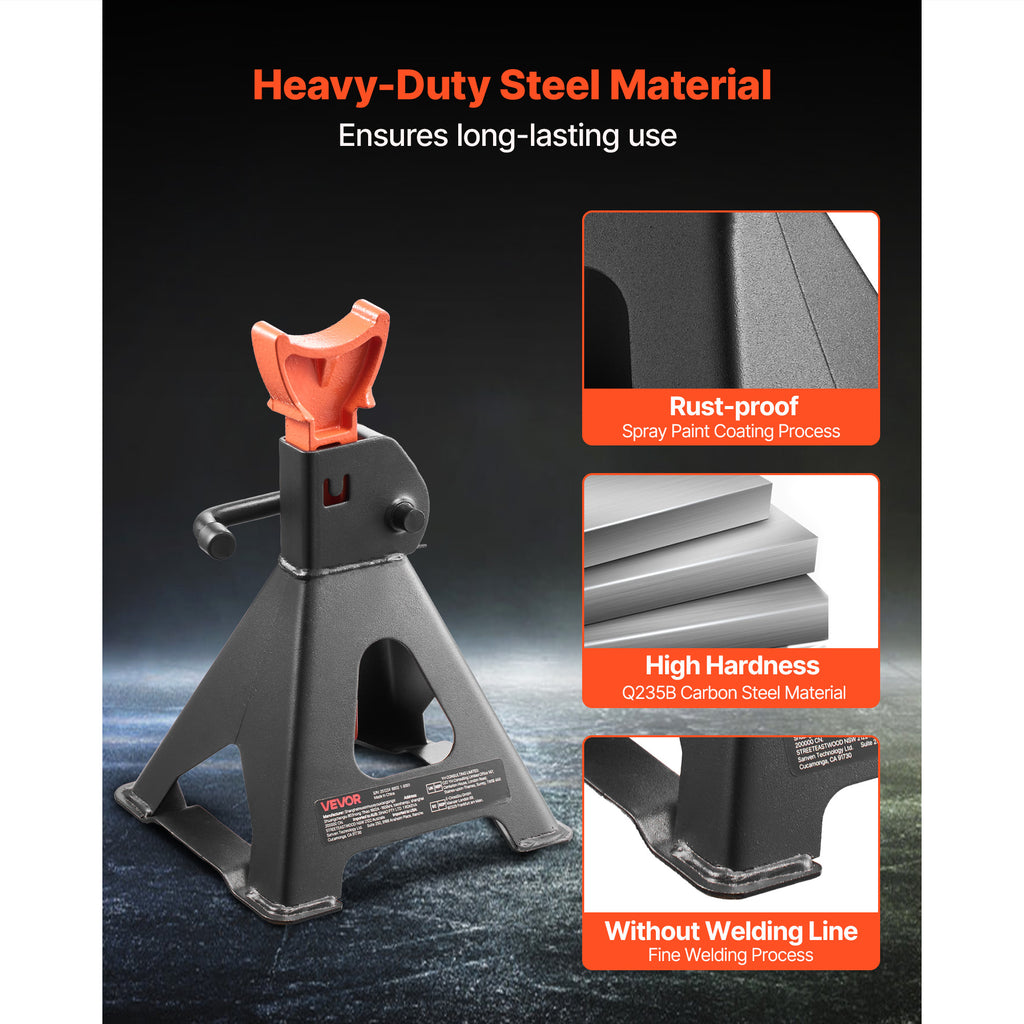 VEVOR Air Jack, 3 Ton (6,600 Lbs) Capacity, 10.8-16.3 Inch Adjustable Height, Heavy Duty Steel Air Jack Car Stand with Locking Function, for Lifting SUVs, Pickup Trucks, Cars and UTV/ATV, 1 Pair, Black & Orange