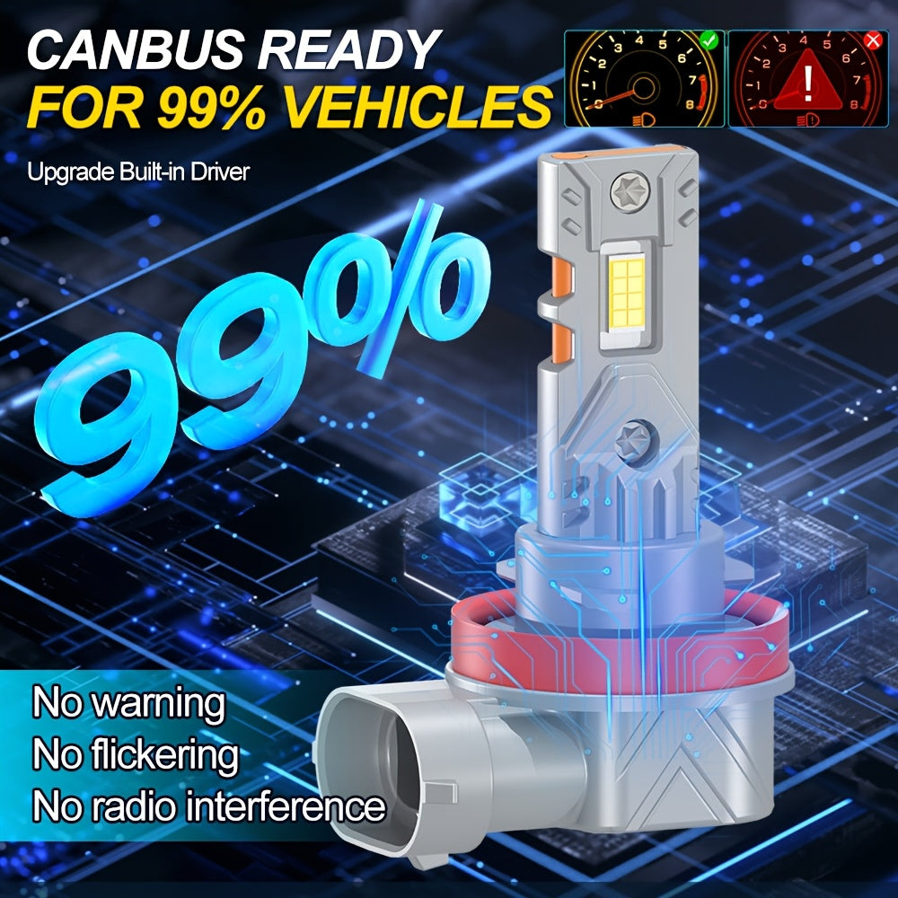 2Pcs LED Car Lights 9006/HB4 9005/HB3 H1 H4 H7 H11 High/Low Beam, 35000LM Bright CSP Car Light 6000K White Light, 800% Brighter, Efficient Cooling System, Aluminum Alloy Body, 12-24V, No Battery, Universal Fit