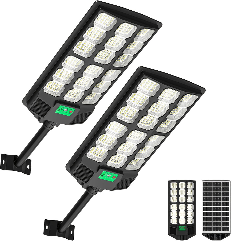 Solar Street Light with 360 LEDs, 6500K Waterproof Sensor Solar Floodlight with Remote Control, Perfect for Nighttime Lighting in Commercial Areas and Parking Lots, Dusk to Dawn.