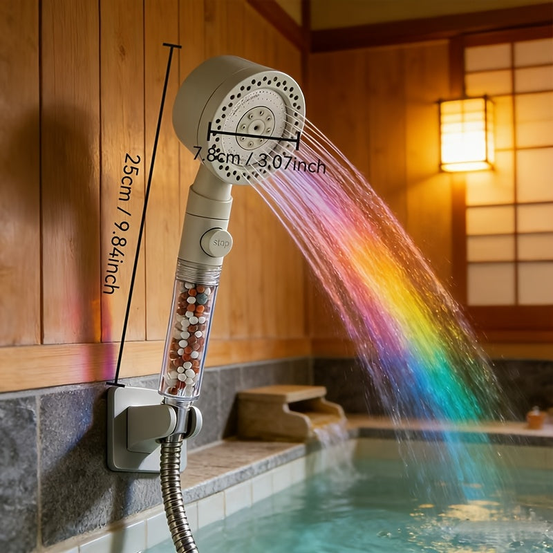 German Quality Handheld Shower Head - High Pressure Cream White, 5 Spray Modes, Built-in Filter Beads, Polished Finish, Luxury Bathroom Shower Accessory - For Shower Use Only