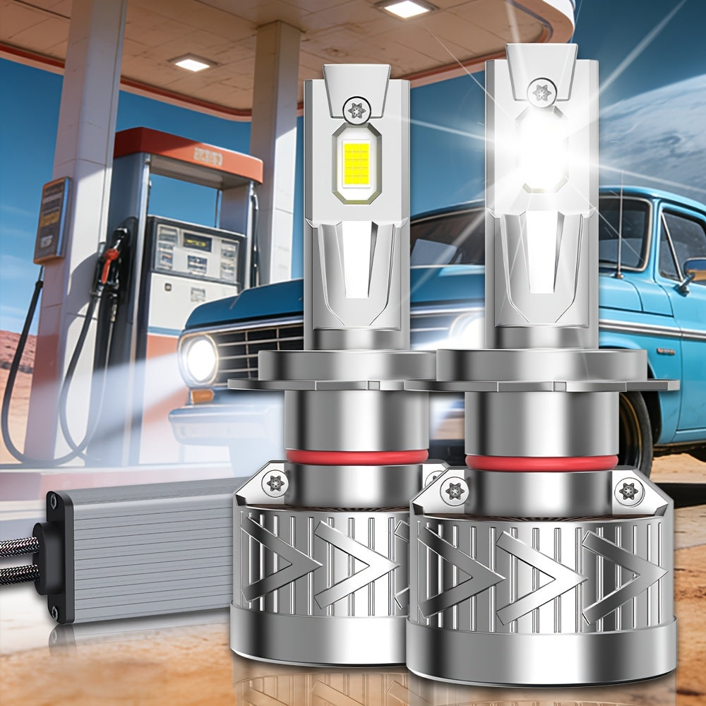 2-Pack LED Car Headlights, Compatible with H11/H7/H4/H1 Sockets, Corresponding to 9005/9006/9012 Specifications, 57000 Lumens Brightness, 6500K Cool White Light, 300W Power, Plug-and-Play
