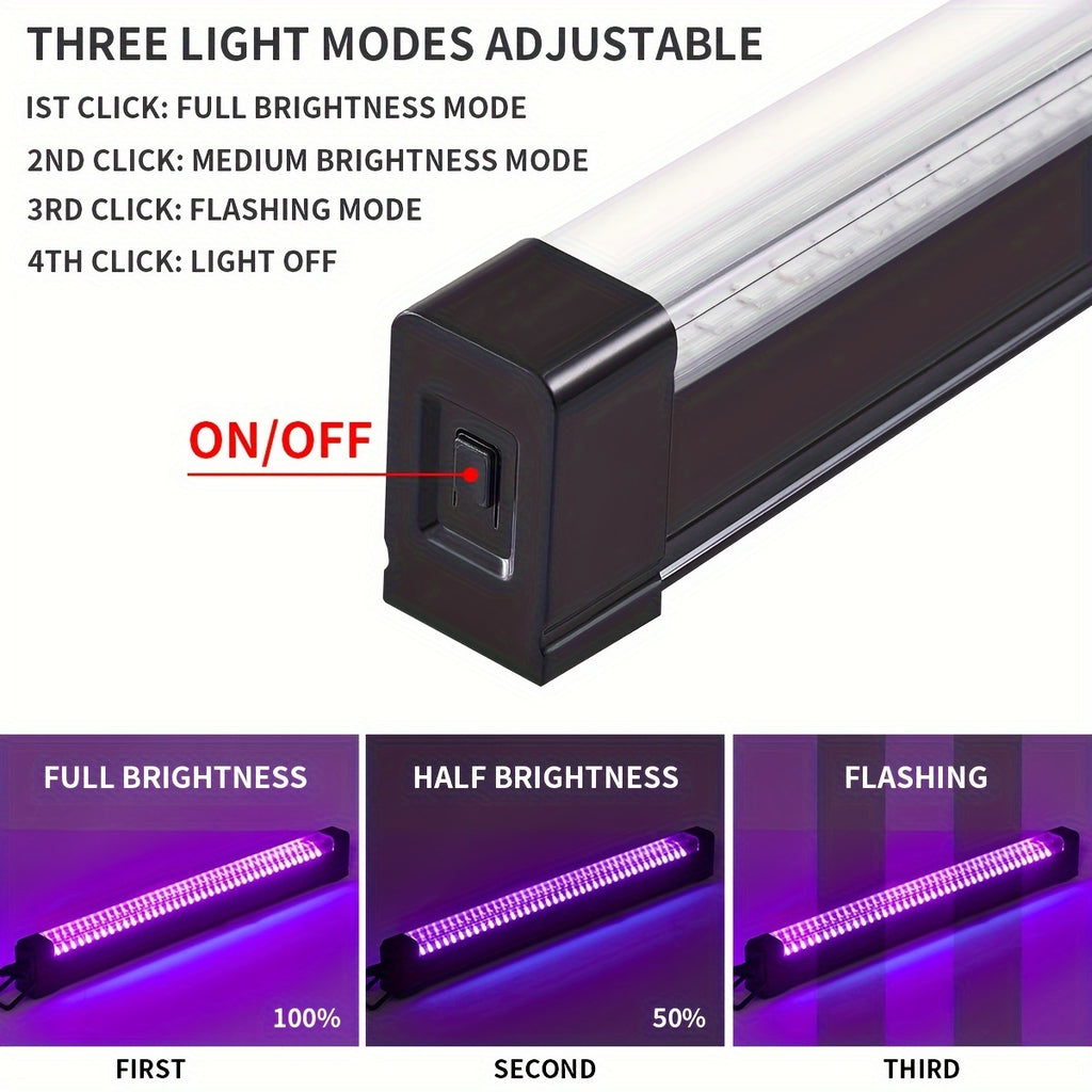 3-pack black light strip, 12W 12.6-inch USB UV light tube, suitable for Halloween/Christmas/Valentine‘s Day glow party supplies, room decoration, body painting, urine detection