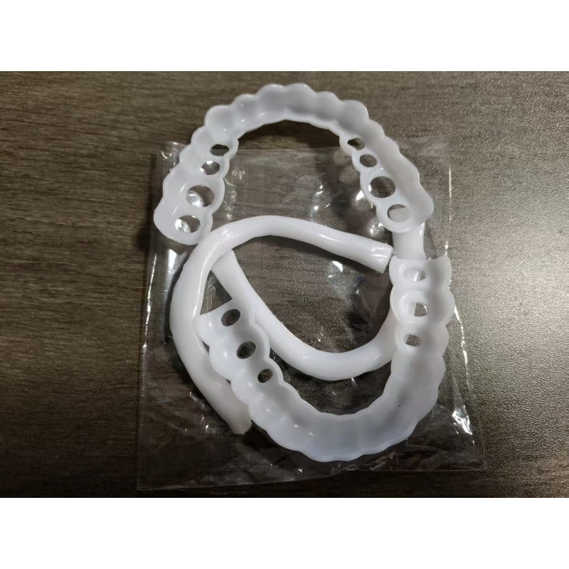 4件装假牙 白色上下牙＋2辅材，柔软白色舒适牙套，带上下增高 | 透明设计，耐用EVA材质，透明