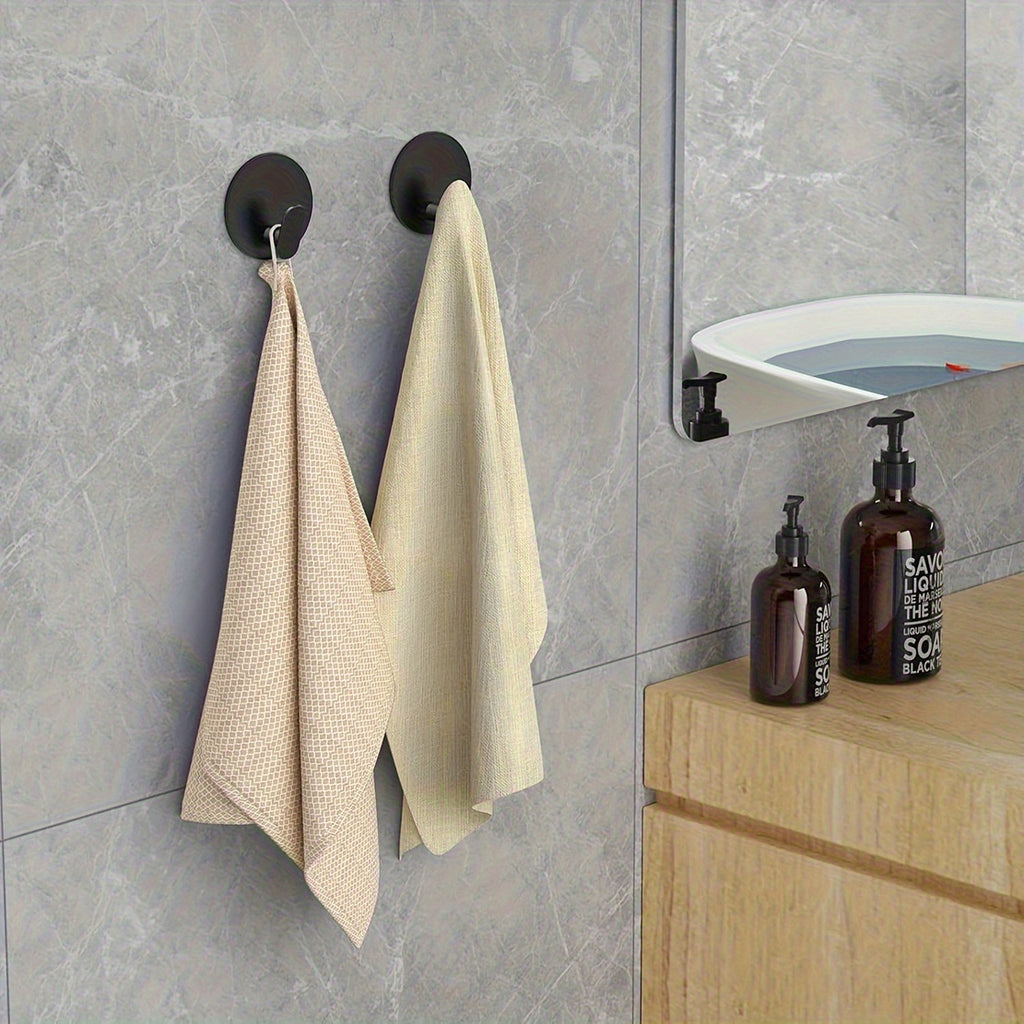 Modern Black Wall Hook - Easy Install Adhesive Towel Hook for Bathroom & Kitchen - Durable Robe, Clothes, Hat & Key Holder | Bathroom Accessories