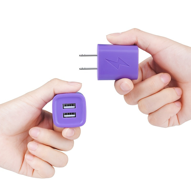 2pcs/set Wall Charger Plug with 6.0ft Cable, USB Charging Box, 2.1A 10.5W 2- Way USB Adapter Power Plug, Charging Station Socket, Suitable for Type-C Port Devices