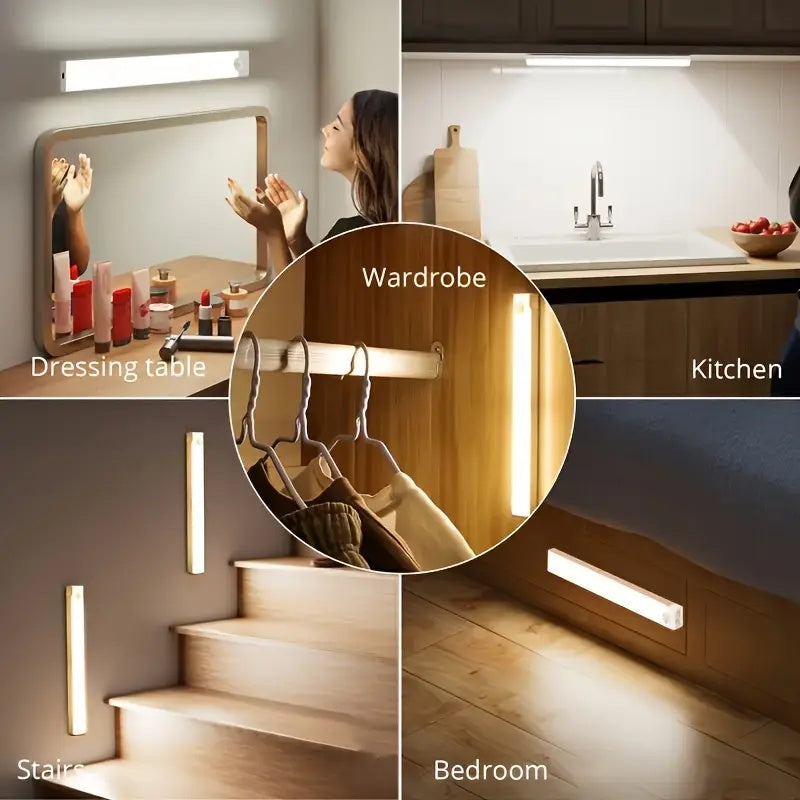 2026 hot sale rechargeable smart motion sensor light, motion sensor LED light strip, with magnetic adhesive and USB-powered smart lighting - wireless floor/ceiling/wall light/cabinet light, suitable for kitchen, wardrobe, staircase